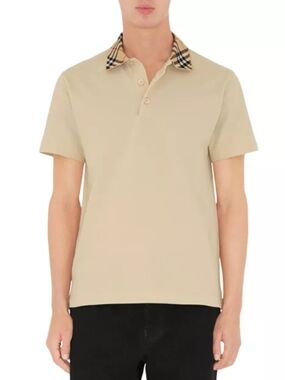 Burberry Check-Collar Cotton Polo Shirt0360